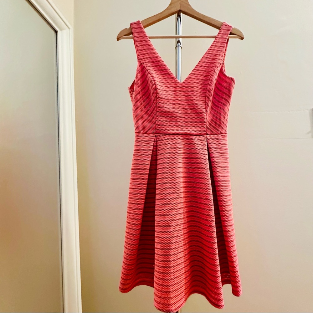 Aqua Coral Striped Midi Dress